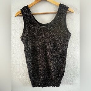 Vintage Whitney Lane SZ‎ Medium Metallic Black Sleeveless Knit Tank Top